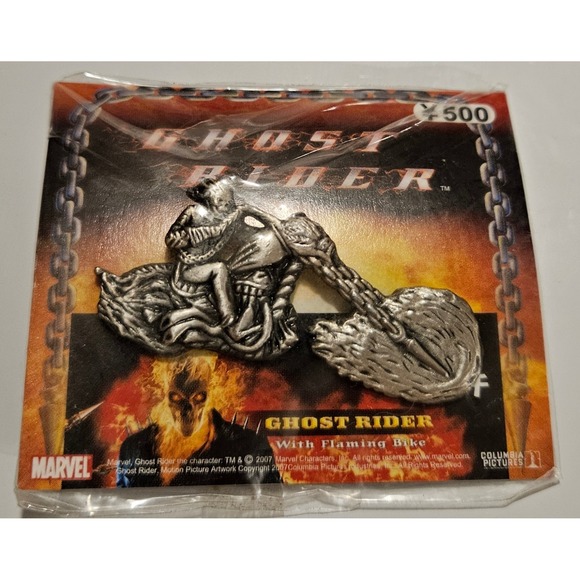 Marvel Ghost Rider with Flaming Bike Metal Pin New Sealed 2007 - Picture 1 of 1